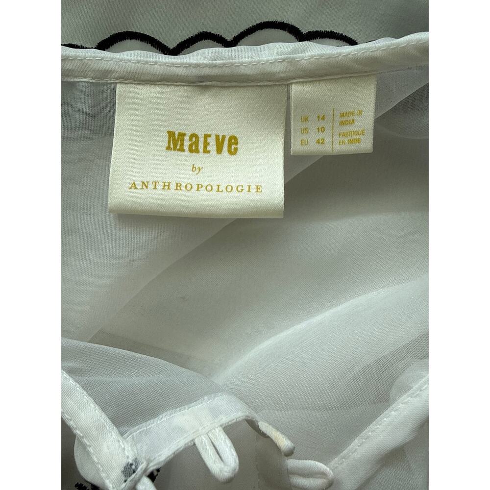 Anthropologie Maeve Sheer Puff Sleeve Blouse White Size 10 - Picture 8 of 10